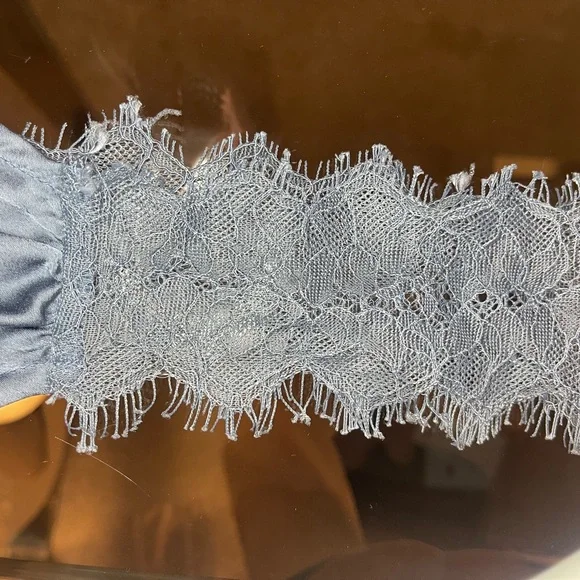 Lush French Blue Satin Crop Top - Picture 6 of 7